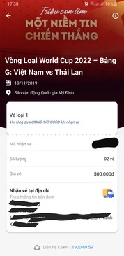 Ảnh Bán cặp vé 500k Việt Nam vs Thái Lan 19.11