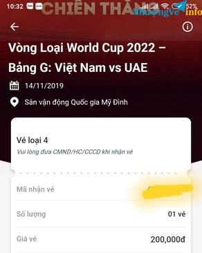 Ảnh 1 vé VN vs UAE