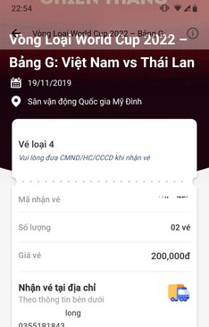 Ảnh Bán cặp vé loại 4 200k trận Việt Nam - Thái Lan ngày 19/11