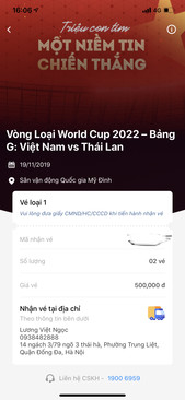 Ảnh Bán vé Việt Nam vs Thái Lan ngày 19/11 | 5tr/cặp 500k