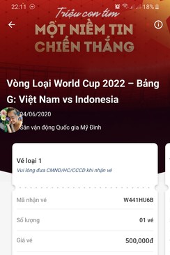 Ảnh Bán cặp vé 500k trận Việt Nam Indonesia