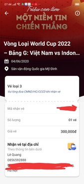 Ảnh Vé bóng đá Việt Nam-Indonesia (loại 3)