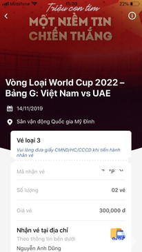 Ảnh Vé bóng đá vietnam vs uae (14/11) , Việt nan vs thái lan (19/11)