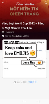 Ảnh Vé loại 1 Việt Nam - Thái Lan 19/11 GIÁ TIỂU HỌC