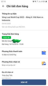 Ảnh Vé bóng đá VN vs Indo