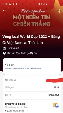 Ảnh Bán cặp vé VIP loại 1 trận Việt Nam - Thái Lan