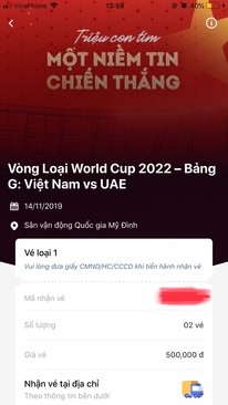 Ảnh Cặp vé VN - UAE mệnh giá 500