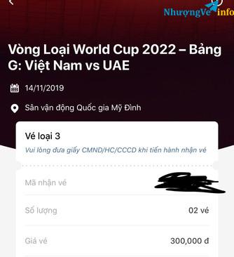 Ảnh Bán cặp vé VN- UAE 2,5 tr