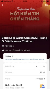 Ảnh Vé Trận VN & Thái Lan 11/11/2019