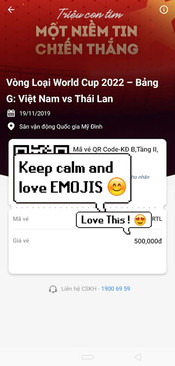 Ảnh Vé loại 1 (khán đài B tầng 2) Việt Nam - Thái Lan 19/11 vòng loại World Cup 2022