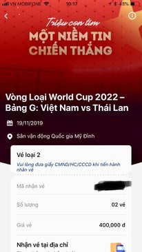 Ảnh Có cặp vé loại 2 trận VietNam- Thái Lan