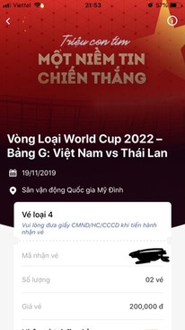 Ảnh Cặp Vé bóng đá Việt Nam - Thái Lan cần Pass nhanh