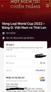 Ảnh Viet Nam-Thai Lan vé cứng 1cap +1le vip1 loại 500k giá 2,5tr/ve mua hết km 1ve trận Indo