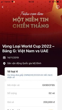 Ảnh Bán 2 vé bóng đá VN-UAE (14-11) Loại 4 (200K)