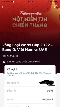 Ảnh Cặp Vé bóng đá Việt Nam - UAE cần Pass nhanh