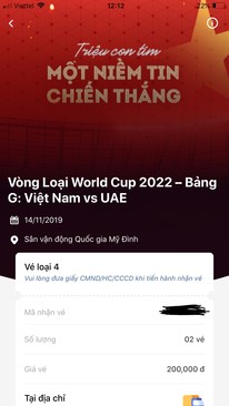 Ảnh Bán 1 cặp vé 200 trận VN - UAE