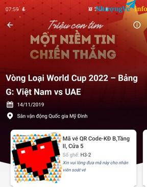 Ảnh Nhượng cặp vé QR trận Việt Nam-UAE