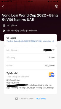 Ảnh Cặp vé Việt Nam! Vs UAE mệnh giá 300k call 0984206571