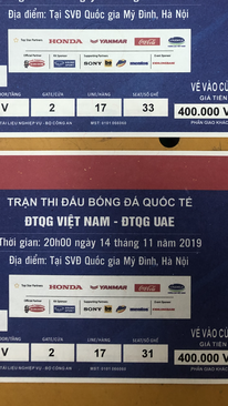 Ảnh bán cặp vé VN UAE khán đài A cửa 2 tầng 5