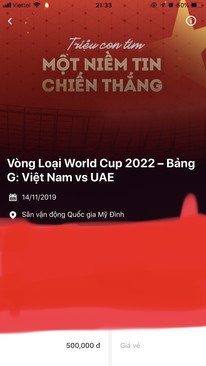 Ảnh Cặp vé bóng đá trận Việt Nam - UAE 14/11 - Sân Mỹ Đình loại vé 500k Cửa 5 (QR-Code uy tín)