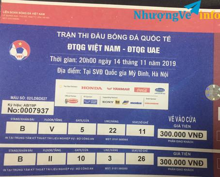 Ảnh Nhượng lại 02 vé lẻ loại 300K khán đài B trận Việt Nam - UAE