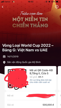 Ảnh Bán vé lẻ 300 trận UAE vị trí trung tâm tầng V, khán đài B giá 900k