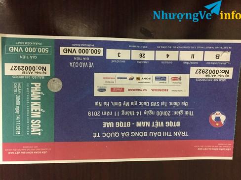 Ảnh 01 Vé bóng đá 500k, khán  đài B, tầng 2,  Btrận VN và UAE