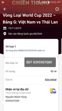 Ảnh Vé loại 500k VN - Thai lan