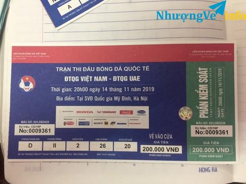 Ảnh bán 1 vé bóng đá trận Việt Nam- UAE mệnh giá 200K khán đài D giá 400K