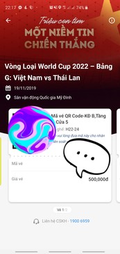 Ảnh Cặp vé QR Việt Nam- Thái Lan