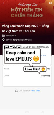 Ảnh Vé loại 1 (khán đài B tầng 2) Việt Nam - Thái Lan 19/11 vòng loại World Cup 2022