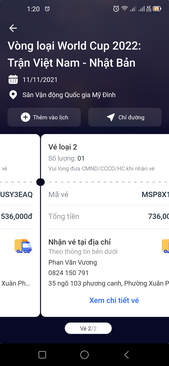 Ảnh 1 VÉ 500K và 1 vé 700k TRẬN GẶP NHẬT BẢN