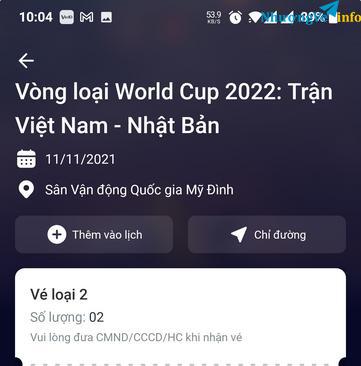 Ảnh Pass lại vé bóng đá loại 2 700k vòng loại WC 2022 VN - Nhật