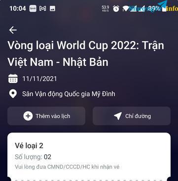 Ảnh VÉ TRẬN VIỆT NAM - NHẬT LOẠI 2 700k