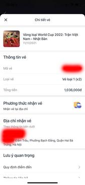 Ảnh Bán cặp vé Loại 1 trận Việt Nam - Nhật Bản (Chênh 500k)