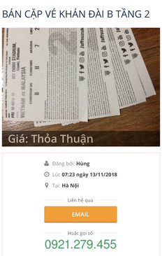 Ảnh cần mua 4 vé khán đài A liền nhau