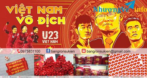 Ảnh Bán băng rôn cổ vũ bóng đá tại hà nội, cờ, miếng dán má, áo cờ đỏ sao vàng