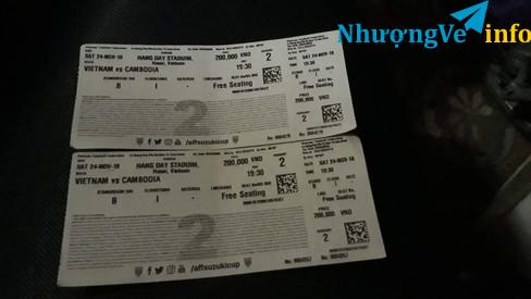 Ảnh Bán cặp vé bóng đá Việt Nam & Campuchia 1200k