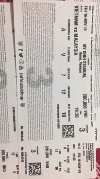 Ảnh Vé khán đài B trận Vietnam- Malaysia