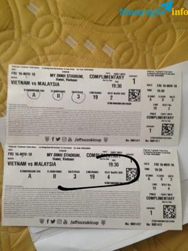 Ảnh Bán cặp vé VIP khán đài A trận Việt Nam- Malaysia