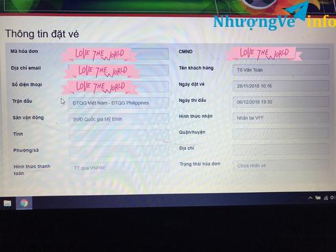 Ảnh Bán 4vé mệnh giá 300k trận AFF cup vietnam-philipin mệnh giá