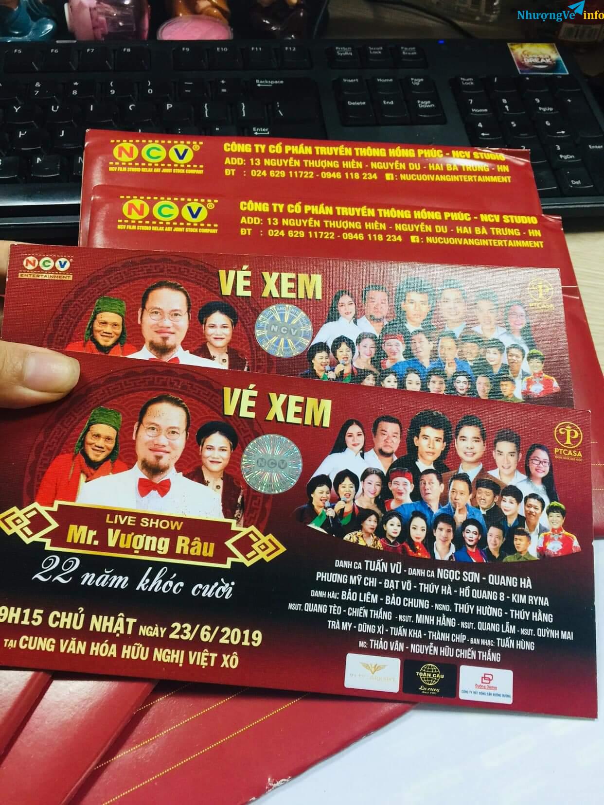 Ảnh Nhượng 2 vé Vip liveshow Vượng Râu 19h15 ngày 23/6 Cung VHHN Việt Xô