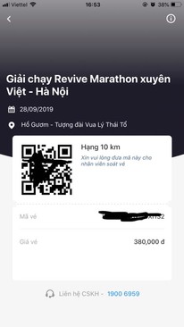 Ảnh Pass vé chạy Revive Marathon-Hà Nội 28/9