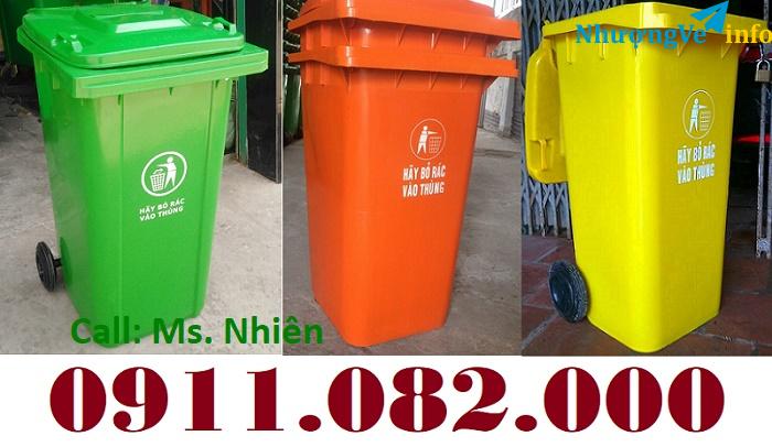 Ảnh Thùng rác y tế, thùng rác môi trường, thùng rác 120L 240L giá rẻ- lh 0911082000 để so sánh chất lượng