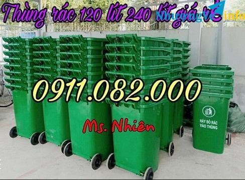 Ảnh Thùng rácnhựa  nắp kín giá sỉ lẻ- thùng rác 120l 240l 660l giá rẻ tại đồng nai- lh 0911.082.000