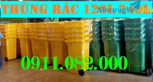 Ảnh Cung cấp thùng rác 240 lít màu xanh, cam, vàng giá rẻ- thùng rác 40 lít 2 ngăn- lh 0911082000