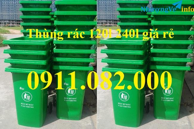 Ảnh Giá rẻ thùng rác 240 lít tại hậu giang- Thùng rác 120 lít nắp kín có bánh xe- lh 0911082000