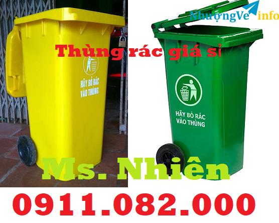 Ảnh Đại hạ giá thùng rác 120 lít 240 lít giá rẻ tại trà vinh- thùng rác nắp kín- lh 0911082000