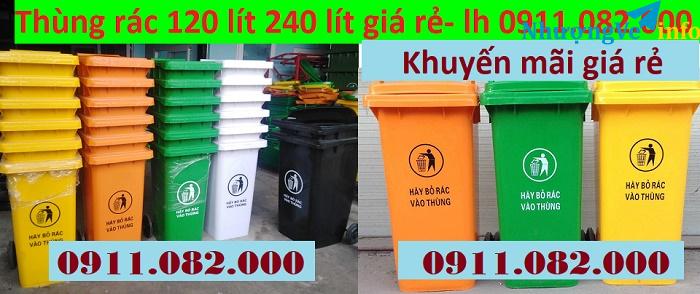 Ảnh Thùng rác 240 lít giá rẻ tại cần thơ- thùng rác nhựa hdpe nắp kin- lh 0911082000