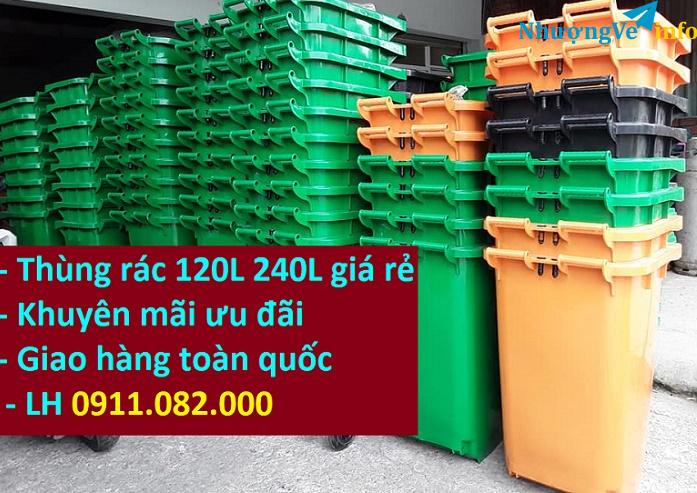 Ảnh Thùng đựng rác 120L 240L giá rẻ tại sóc trăng- thùng rác y tế, thùng rác ngoài trời- lh 0911082000